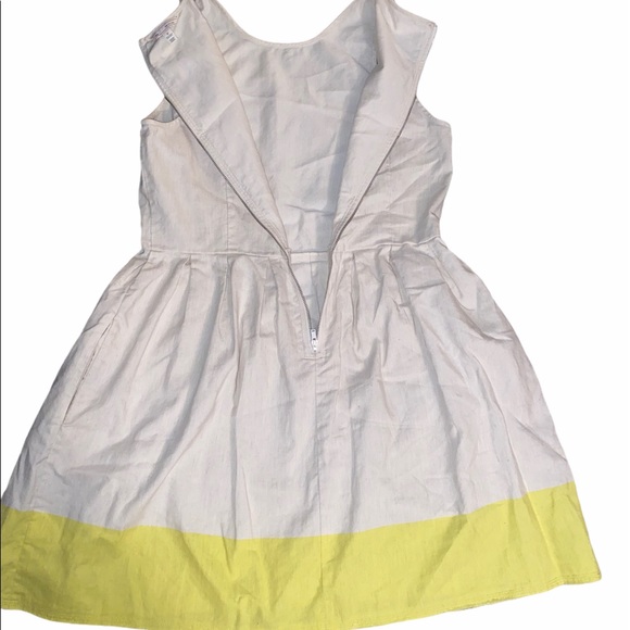 Size 12 Gap Linen Blend Dress with Yellow Trim - Picture 4 of 11
